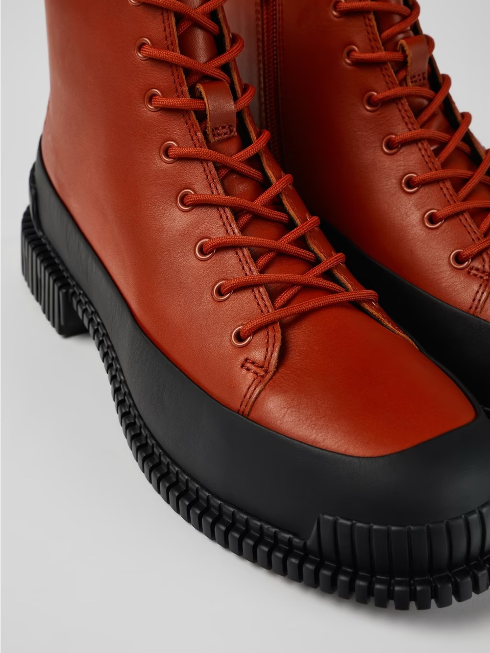 Camper Pix Lace-Up Boot Rust Leather 
Lug Sole
